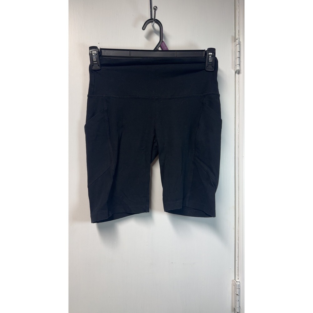 Zenana | Black High Waisted Biker Shorts with Pockets | Size Large
